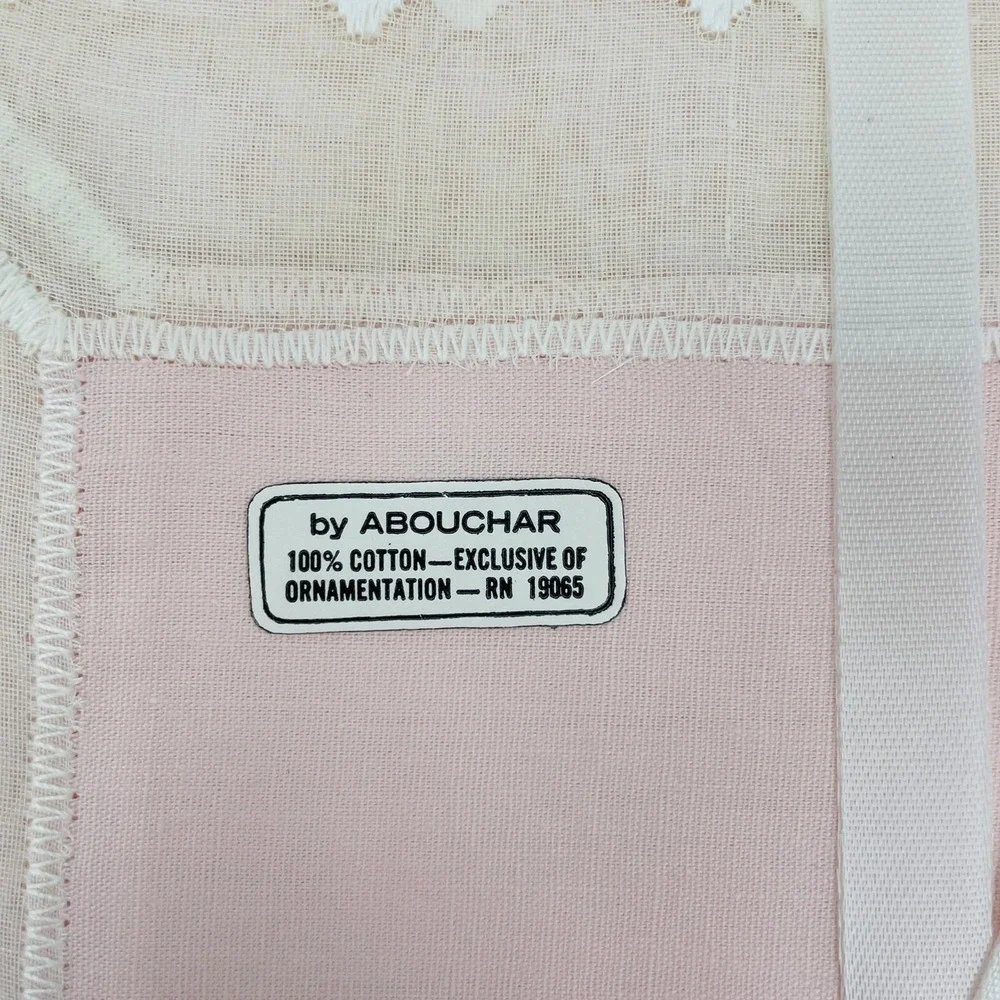 Abouchar Vintage Pink Cotton Napkins Set of 6 Scalloped Lace Trim‎ RN 19065